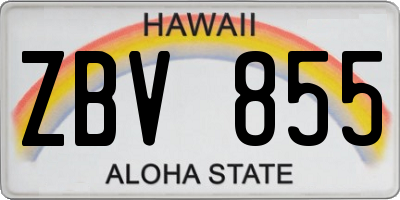 HI license plate ZBV855