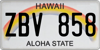 HI license plate ZBV858