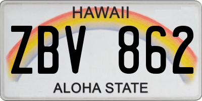 HI license plate ZBV862