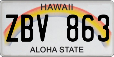 HI license plate ZBV863