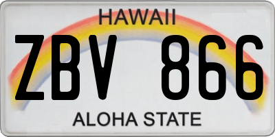 HI license plate ZBV866