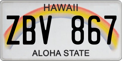 HI license plate ZBV867