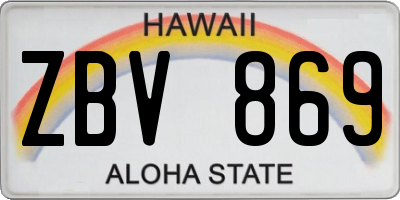 HI license plate ZBV869