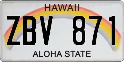 HI license plate ZBV871