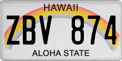 HI license plate ZBV874
