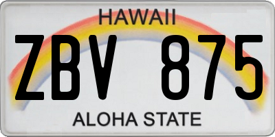 HI license plate ZBV875
