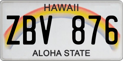 HI license plate ZBV876