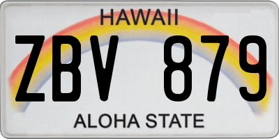 HI license plate ZBV879