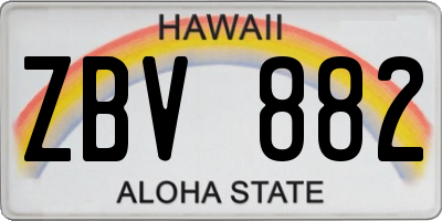 HI license plate ZBV882