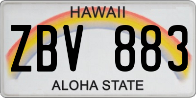 HI license plate ZBV883