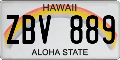 HI license plate ZBV889