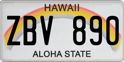 HI license plate ZBV890