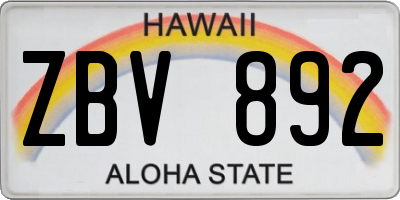 HI license plate ZBV892