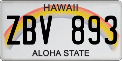 HI license plate ZBV893