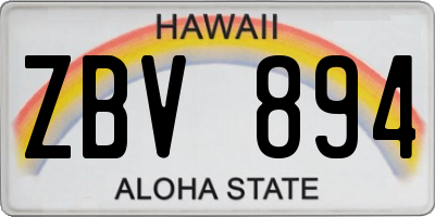 HI license plate ZBV894