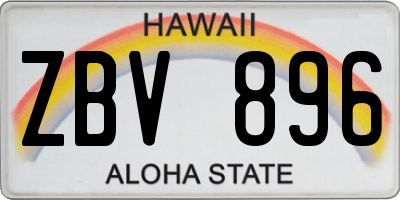 HI license plate ZBV896