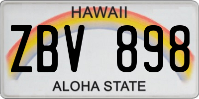 HI license plate ZBV898