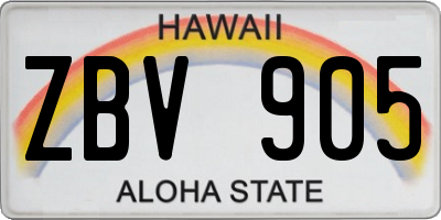 HI license plate ZBV905