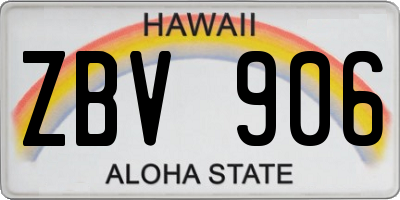 HI license plate ZBV906