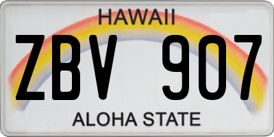 HI license plate ZBV907