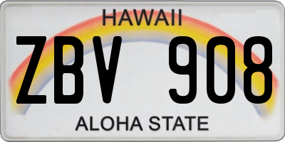 HI license plate ZBV908