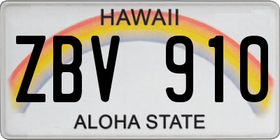 HI license plate ZBV910