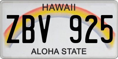 HI license plate ZBV925