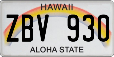 HI license plate ZBV930