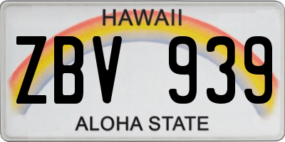 HI license plate ZBV939