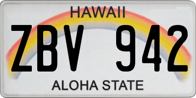 HI license plate ZBV942