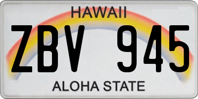 HI license plate ZBV945