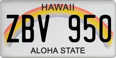 HI license plate ZBV950