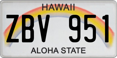 HI license plate ZBV951