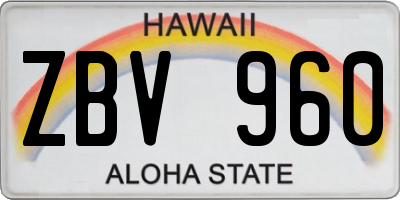 HI license plate ZBV960