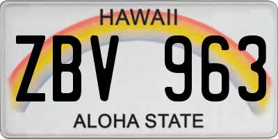HI license plate ZBV963