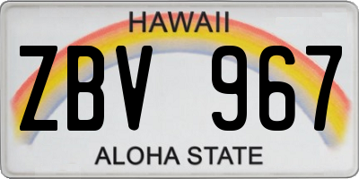 HI license plate ZBV967