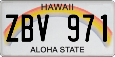 HI license plate ZBV971