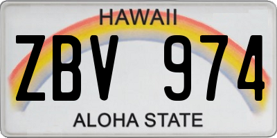 HI license plate ZBV974