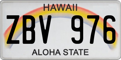 HI license plate ZBV976