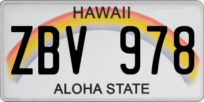 HI license plate ZBV978