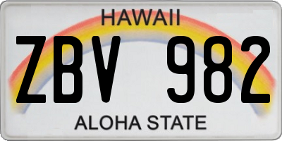 HI license plate ZBV982