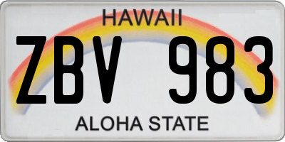 HI license plate ZBV983