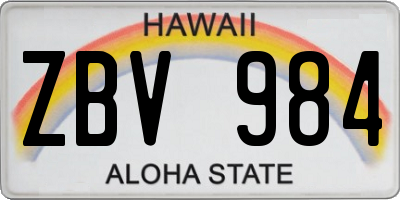 HI license plate ZBV984
