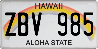 HI license plate ZBV985