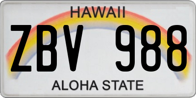 HI license plate ZBV988