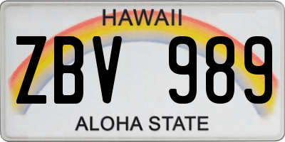 HI license plate ZBV989