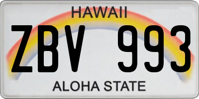 HI license plate ZBV993
