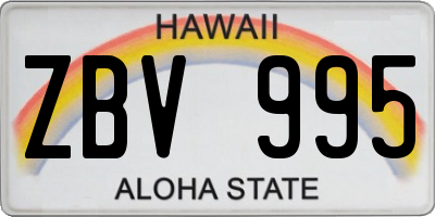 HI license plate ZBV995