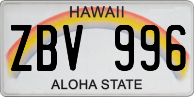 HI license plate ZBV996