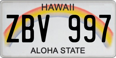 HI license plate ZBV997